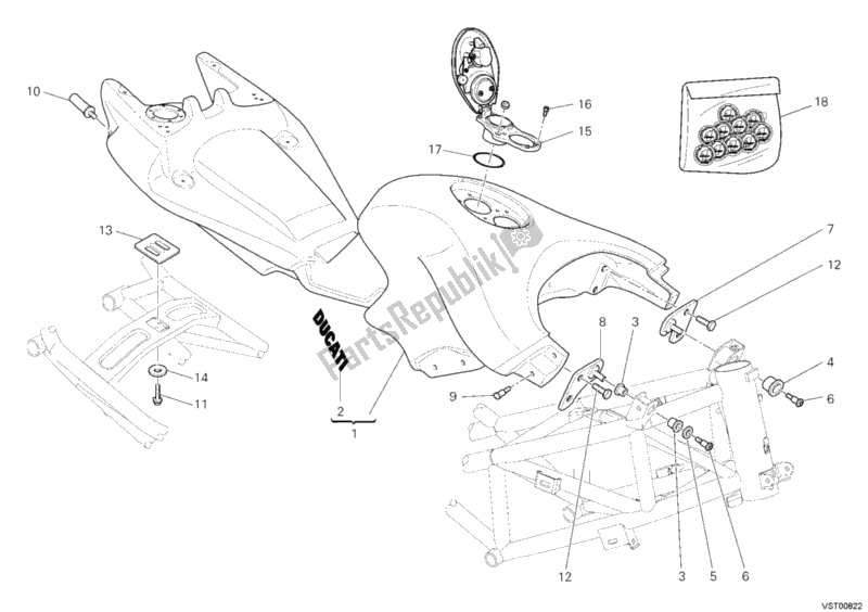 Wszystkie części do Zbiornik Paliwa Ducati Multistrada 1100 S USA 2008